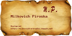 Milkovich Piroska névjegykártya